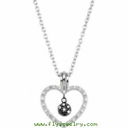 Sterling Silver NECKLACE Complete with Stone ROUND VARIOUS BLACK AND WHITE DIAMOND Polished 1/6CTW D