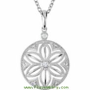 Sterling Silver NECKLACE Complete with Stone ROUND VARIOUS Diamond Polished .04CTW DIA 18 INCH NECKL