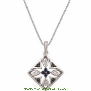 Sterling Silver NECKLACE Complete with Stone ROUND VARIOUS SAPPHIRE Polished SAPPHIRE & .025CTW DIA 