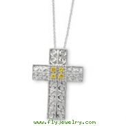 Sterling Silver November Cubic Zirconia Birthstone Message Of the Cross 18" Necklace