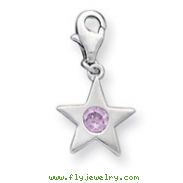 Sterling Silver October CZ Birthstone Star Charm