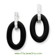 Sterling Silver Onyx & Cubic Zirconia Earrings