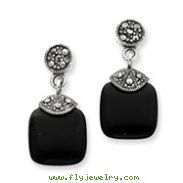 Sterling Silver Onyx & Marcasite Earrings