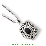 Sterling Silver Onyx & Marcasite Square Locket With Chain