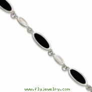 Sterling Silver Onyx & Mother of Pearl Bracelet