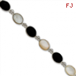 Sterling Silver Onyx & Mother of Pearl Bracelet