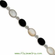 Sterling Silver Onyx & Mother of Pearl Bracelet