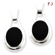 Sterling Silver Onyx  Oval  Earrings