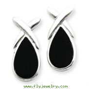 Sterling Silver Onyx  Teardrop Earrings