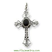 Sterling Silver Onyx Cross Pendant