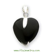 Sterling Silver Onyx Heart Pendant