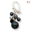 Sterling Silver Onyx, Hematite, Peacock & White Freshwater Cultured Pearl Earrings