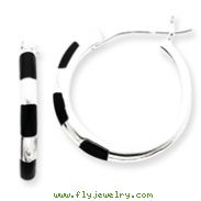 Sterling Silver Onyx Hoops Earrings