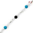 Sterling Silver Onyx, Turquoise Anklet