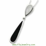 Sterling Silver Onyx/MOP Pendant w/Chain chain