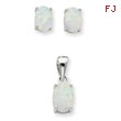 Sterling Silver Opal Pendant & Earrings Set