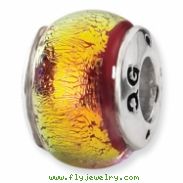 Sterling Silver Orange Dichroic Glass Bead