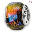 Sterling Silver Orange Dichroic Glass Bead