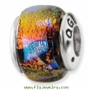 Sterling Silver Orange Dichroic Glass Bead