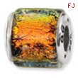 Sterling Silver Orange Dichroic Glass Bead