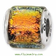 Sterling Silver Orange Dichroic Glass Bead