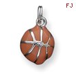 Sterling Silver Orange Enameled Basketball Charm