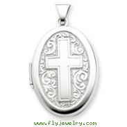 Sterling Silver Oval Cross Locket