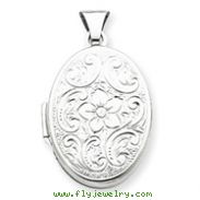 Sterling Silver Oval Floral Locket