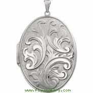 Sterling Silver Oval Large Embossed Locket