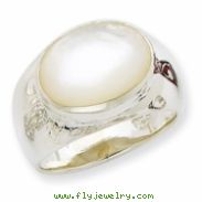 Sterling Silver Oval Mother of Pearl Ring