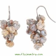 Sterling Silver Pair 08.00 - Freshwater Keshi Multi-colored Cultured Pearl Earrings