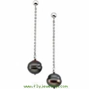 Sterling Silver Pair 09.00- Freshwater Cultured Black Circle Pearl Earrings