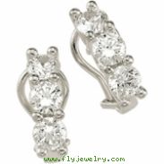 Sterling Silver Pair Cubic Zirconia Earring