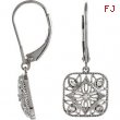 Sterling Silver Pair Diamond Lever Back Earrings