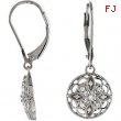 Sterling Silver Pair Diamond Lever Back Earrings