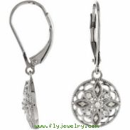 Sterling Silver Pair Diamond Lever Back Earrings