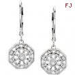 Sterling Silver Pair Diamond Lever Back Earrings