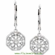 Sterling Silver Pair Diamond Lever Back Earrings