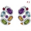 Sterling Silver Pair Genuine Amethyst Citrine Peridot Sky Blue Topaz And Brazilian Garnet Earrings