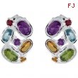 Sterling Silver Pair Genuine Amethyst Citrine Peridot Sky Blue Topaz And Brazilian Garnet Earrings