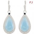 Sterling Silver Pair Genuine Aquamarine And Blue Sapphire Earrings