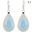 Sterling Silver Pair Genuine Aquamarine And Blue Sapphire Earrings