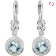 Sterling Silver Pair Genuine Aquamarine And Hi I2 Diamond Earrings