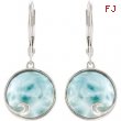 Sterling Silver Pair Genuine Larimar Earrings