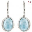 Sterling Silver Pair Genuine Larimar Earrings