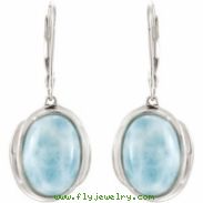 Sterling Silver Pair Genuine Larimar Earrings