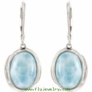 Sterling Silver Pair Genuine Larimar Earrings