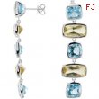 Sterling Silver Pair Genuine Sky Blue Topaz And Lime Quartz Earrings