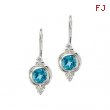 Sterling Silver Pair Swiss Blue Topaz & Cubic Zirconia Earring