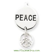 Sterling Silver Peace Sign CZ Pendant